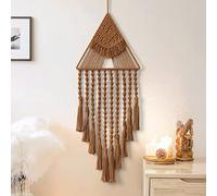 LOMOHOO Décoration Murale en macramé tissé - Attrape-rêves - Triangle - Pompon - Art bohème - Décoration Murale - Belle décoration Murale pour Appartement ou dortoir - Marron