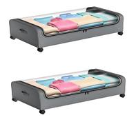lomonmen 2 Pièces Boîte de Rangement Sous Lit avec Roulettes,Rangement Sous Lit Boite Housse Sac Rangement Vetement, Cadre Métallique pour Vêtements,Jouets Livres Chaussure