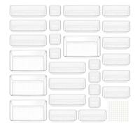 lompyeu Lot de 28 Organisateurs de Tiroir - Rangement Coiffeuse en Plastique Transparent avec 4 Tailles, Rangement Tiroir pour Salle de Bain, Coiffeuse, Bureau, Cuisine, Outils et Maquillage