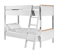 Vipack - LONDON Lit superposé avec surface de couchage 90 x 200 cm, sommier à lattes inclus,Reproduction blanc, talon en hêtre naturel massif