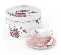 London Boutique Ensemble tasse à thé et soucoupe en porcelaine anglaise vintage Motif floral Rose 200 m