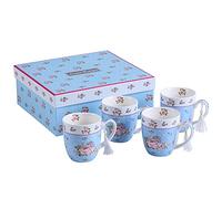 London Boutique K414 Lot de 4 tasses Ensemble cadeau, Rose Bleu