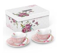 London Boutique Lot de 2 tasses à thé et soucoupes en porcelaine anglaise vintage Motif floral Rose 200 m
