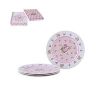 London Boutique Lot de 4 assiettes à gâteau en porcelaine fine à bords larges Style shabby chic Rose, 7.5 inch