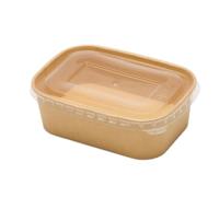 London Coffee Cups Lot de 50 boîtes alimentaires rectangulaires en papier kraft avec couvercles en polypropylène de 650 ml, boîte à salade en papier kraft, résistantes à l'huile et à l'eau, pour plats