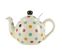 London Pottery Farmhouse Théière en céramique avec infuseur amovible et couvercle - Grande théière avec filtre à maille fine en acier inoxydable - Théière de 1200 ml pour thé en vrac ou sachets
