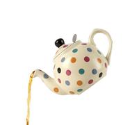 London Pottery Théière en céramique de 600 ml avec infuseur en acier inoxydable, façon élégante et sophistiquée de boire du thé pour 1 à 2 personnes (ivoire multispot, théière avec infuseur, 600 ml)