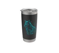 Lone Cyber Wolf Minimalistic Gray Grey Gobelet isotherme en acier inoxydable double paroi
