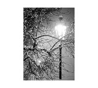 Lonely Street Lamp Winter Night Black White Photo Art Framed Art Print Picture & Mount F12X488