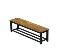 Long banc en bois noir - Tabouret de rangement à chaussures polyvalent à 2 couches pour porche, salle de sport, restaurant, centre commercial - 60 cm / 23.6in, idéal pour l'entrée et la salle de bain