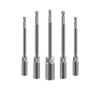 Long embout hexagonal 5,5 mm en acier au chrome vanadium pour tournevis électrique, poignée antidérapante, profil profond, outil argenté