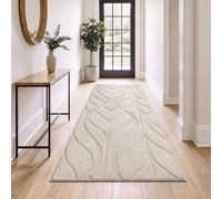 Long tapis de couloir, 80 x 200 cm, beige, lavable et antidérapant