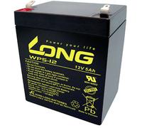 Long WP5-12/F2 WP5-12/F2 Batterie au plomb 12 V 5 Ah plomb (AGM) (l x H x P) 90 x 107 x 70 mm cosses plates 6,35 mm auto-décharge réduite, sans entretien