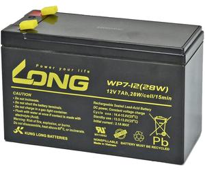Long WP7-12(28W)-M/F1 WP7-12(28W)-M/F1 Batterie au plomb 12 V 7 Ah plomb (AGM) (l x H x P) 151 x 102 x 65 mm cosses plates 4,8 mm certification VdS,