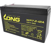 Long WP7.2-12A/F1 WP7.2-12A/F1 Batterie au plomb 12 V 7.2 Ah plomb (AGM) (l x H x P) 151 x 102 x 65 mm cosses plates 4,8 mm certification VdS, auto-décharge