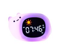 Longben Réveil animal mignon avec veilleuse, chat/chien/hibou/nuage/ours/dinosaure, horloge numérique SleepTrainer, luminosité réglable, compagnon de sommeil parfait pour garçons et filles