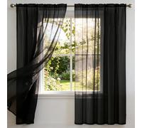 LONGCAO Lot de 1 Rideaux Transparents 125 x 240 cm Semi-Transparent en Effet Lin Décorations Vitrée Léger Romantique Rideaux Voilage Transparent pour Enfant Bébés Adulte Chambre, Noir