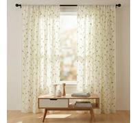 LONGCAO Rideau en Tulle Blanc 85 x 100 cm Draperies Voile en Lin Effet Demi Transparent Filtrant La Lumière Rideau Transparent pour Chambre de Bébé et d'enfant, Vert