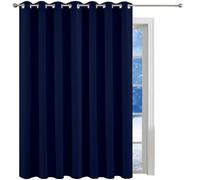 LONGCAO Rideau Occultant 80 x 110 cm Tenture Opaque à Oeillets Isolation Lumiere UV Decoration Lot de 1 Rideau Occultant pour Chambre Salon, Bleu Foncé