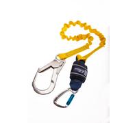 Longe 3M DBI-SALA EZ Stop avec absorbeur d'énergie à sangle, longueur : 2,0 m, matériau extensible, mousqueton Twist-Lock en aluminium, largeur d'ouverture 20 mm, crochet d'échafaudage en aluminium, l