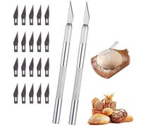 LONGHAO 2+20 pcs Boulanger à Pain,Lame A Pain,Couteau À Pain,Lame a Pain en Acier Carbone,Outil de Notation du Pain,avec 20 Acier Inoxydable Lames,pour DIY Graver des Motifs de Pain,Pâte (#3)