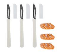 LONGHAO 3 Pcs Lame A Pain,Couteau à Pain,Lame Boulanger à Long Manche,Couteau à Pain,Couteau à GâTeau,Couteau à Gratter Le Pain,Pour Diy Graver Des Motifs De Pain PâTe Et Bretzel Outil
