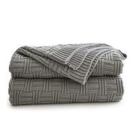 Longhui bedding Couverture en Tricot torsadé de Coton Gris pour canapé, Chaise, lit, Plage, Couverture décorative pour la Maison, 127 x 152,4 cm, Cadeau Un Sac de Lavage