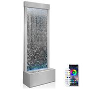 LONGRUN Grande Fontaine de Jardin et Cascade intérieure, contrôle APP, éclairage LED. 45,5x20x123cm, paroi d'eau INOX (Jardin/intérieur) avec Pompe. Cascade Moderne - Miroir Argent