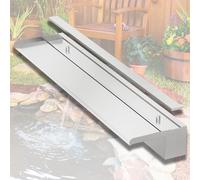 LONGRUNNEW Fontaine De Piscine, Cascade Bassin Exterieur en Acier Inoxydable, Lame D’Eau, Fontaine Exterieur avec Accessoires pour La Décoration D'étang, Patio,Jardin (Long 90cm, Largeur 20cm)
