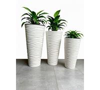 Longs pots de fleurs ronds blancs, 80 cm, 70 cm et 57 cm, jardinières pour l'intérieur et l'extérieur