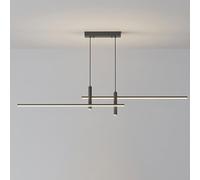 Longue Bande Lumineuse à Un Seul Mot en Fer, Lustre à Bande de Silicium à Double Couche atmosphérique Nordique, Lampe Suspendue à intensité Variable, comptoir de Bar, Salon, Salle à Manger, luminaire