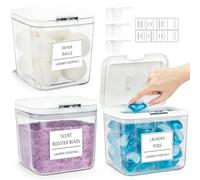 Longzhuo Lot de 3 boîtes à linge transparentes avec couvercle pop-up | Organiseur de rangement 2,5 L + 2,5 L + 4 L pour détergent, boosters de parfum et bombes de bain, idéal pour la cuisine