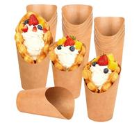 LoNinLoAn Bubble - Lot de 50 sachets en papier kraft - 300 g - Gobelets à frites - Sachets à frites - Sacs à collation - Gobelets en carton avec bouche inclinée pour tous les types de fêtes (marron)