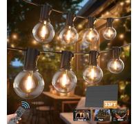 LONIUTO Guirlande Solaire Exterieur, 10M/33ft Guirlande Lumineuse Solaire avec 20+2 G40 Ampoules, 4 Modes Étanche IP45 Guirlande Guinguette Extérieur pour Jardin Terrasse Noël Mariage Fête