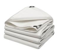 Lonmrrton Bâche en Toile 2 x 2 m, Bâche épaisse imperméable Robuste avec œillets renforcés, Couverture de bâche Blanche pour Voiture, Toit, Bateau, Camping et auvent(2x4m)