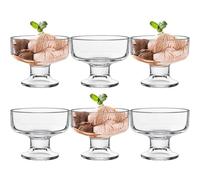 LONTOM Lot de 6 verres à crème glacée - 200 ml - Bols à dessert en verre transparent - Verres à cocktail - Pour desserts, pudding, apéritif, milkshake