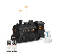 Lonyiabbi Diffuseur d’Huiles Essentielles Train Rétro 300 ML, Brume Froide Silencieuse, Veilleuse LED, avec 2 Huiles Essentielles, Diffuseur d’Aromathérapie pour Chambre et Bureau