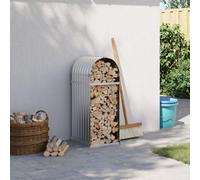 LoogCape Abri à bûches de cheminée argenté - 40 x 45 x 100 cm - En acier galvanisé - Pour l'extérieur et l'intérieur - Panier en bois résistant aux intempéries avec crochets pour l'ordre et la