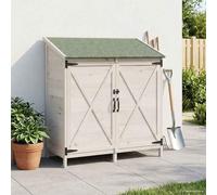 LoogCape Abri de jardin blanc 106 x 56 x 113,5 cm en bois massif d'épicéa résistant aux intempéries avec espace de rangement pour jardin, balcon, terrasse, vélo, outils, poubelle, bois de chauffage