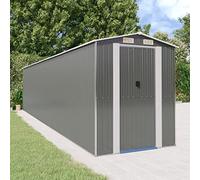 LoogCape Abri de jardin gris clair 192 x 855 x 223 cm en acier galvanisé résistant aux intempéries pour l'extérieur avec porte verrouillable, espace de rangement, outils, tondeuses à gazon, vélo