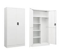 LoogCape Armoire à casier blanche 90 x 40 x 180 cm en acier avec 4 étagères pour bureau, bureau, bureau à domicile, documents, classeur, verrouillable, avec serrure, durable et facile à nettoyer