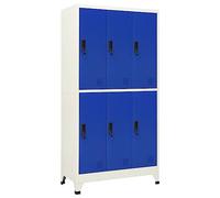 LoogCape Armoire à casier en acier gris bleu 90 x 45 x 180 cm avec 6 portes verrouillables, 6 compartiments par casier avec clés, avec fentes d'aération pour bureau, école, ordre