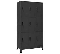 LoogCape Armoire à casiers en Acier Anthracite 90x45x180 cm Meuble de Rangement vestiaire avec Serrure Compartiments verrouillables pour Bureau école et Espace Professionnel