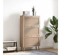 LoogCape Armoire à Chaussures Bali 49A Finori en chêne Sonoma avec Impression de Canne, Meuble de Rangement Ethnique pour Couloir, capacité 12 Paires, Facile à Assembler, Support modulable