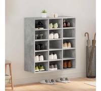 LoogCape Armoire à chaussures gris béton 77,5 x 30 x 83,5 cm en bois avec étagères pour couloir, entrée, étagère à chaussures, ordre et espace de rangement