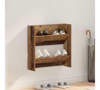 LoogCape Armoire à chaussures murale étroite en bois vieilli, 60 x 18 x 60 cm, avec 2 étagères pour couloir, couloir, garde-robe, rangement pour baskets et bottes, étagère à chaussures