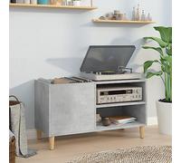 LoogCape Armoire à panneaux gris béton - 84,5 x 38 x 48 cm - En bois avec pieds en bois stables pour rangement LP - Commode multi-usages - Buffet de rangement - Design durable - Polyvalent dans le