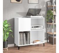 LoogCape Armoire à plaques blanche 84,5 x 38 x 89 cm en bois avec pieds en métal pour espace de rangement, vitrine, salon, disques vinyles, meubles d'appoint, planche haute, multifonction, surface