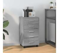 LoogCape Armoire à tiroirs avec roulettes Sonoma Gris Bois d'ingénierie pour Bureau, Chambre ou Salon, Meuble Rangement modulable, capacité 40 kg, tiroirs spacieux, Design Pratique et Robuste