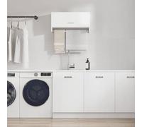 LoogCape Armoire blanche 70 x 32,5 x 35 cm en bois avec portes coulissantes et tringle à vêtements pour chambre à coucher, couloir, chambre d'enfant, système de rangement polyvalent
